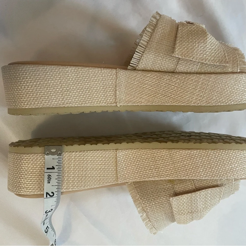 Beach by Matisse Women’s Cream Bow Slide Sandals, Bow & Raffia Details, Size 10M